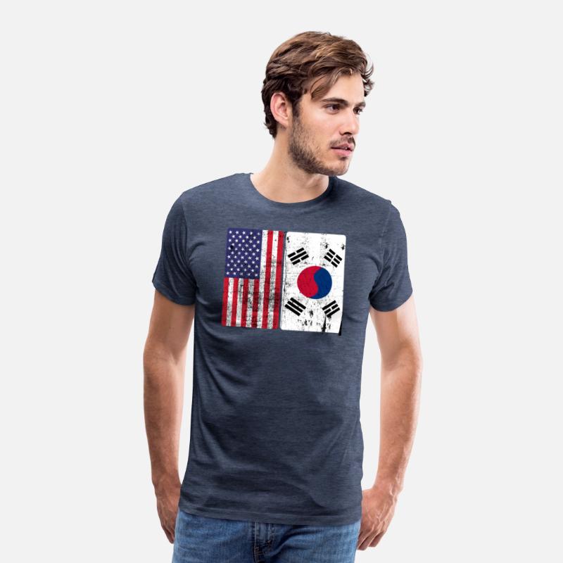 South Korean American Flag T shirt Korea Usa