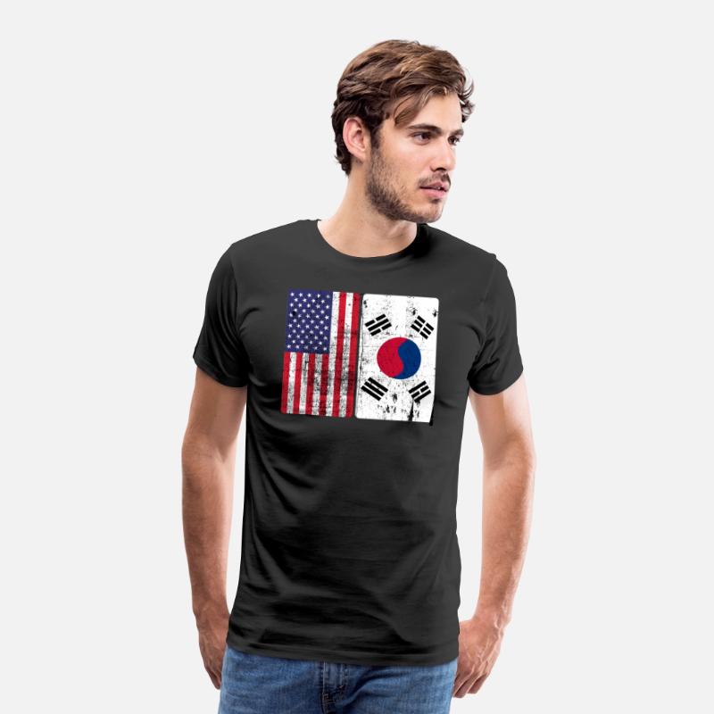 South Korean American Flag T shirt Korea Usa