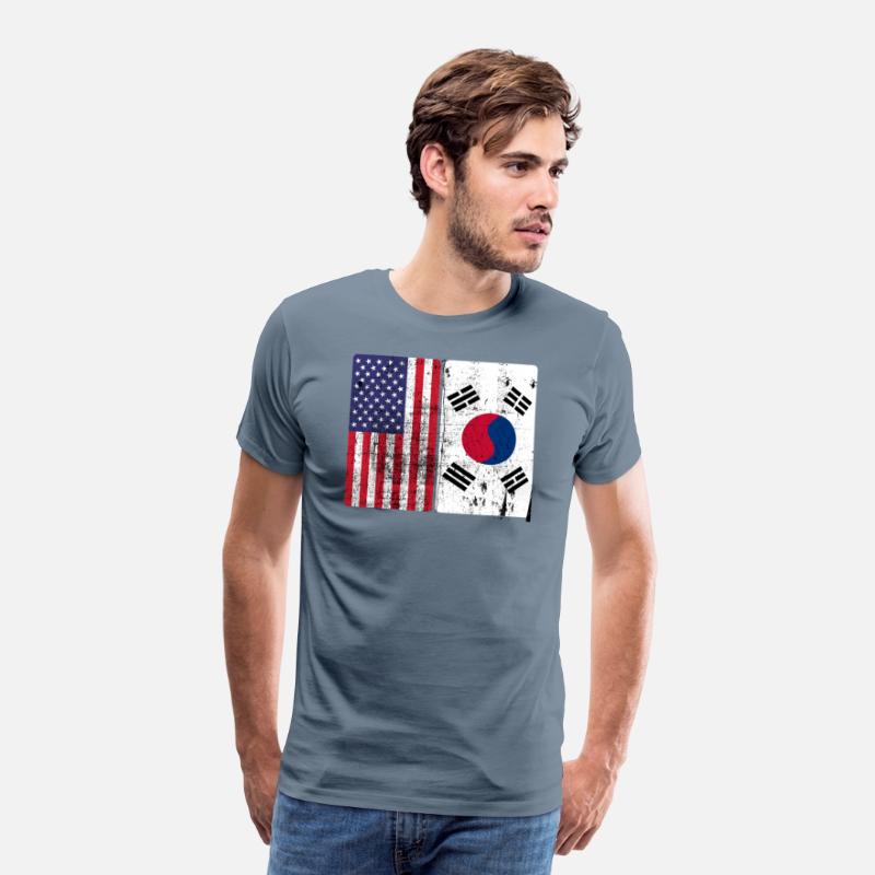 South Korean American Flag T shirt Korea Usa