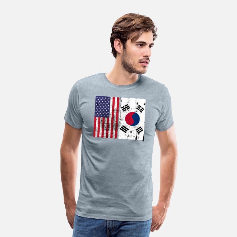 South Korean American Flag T shirt Korea Usa