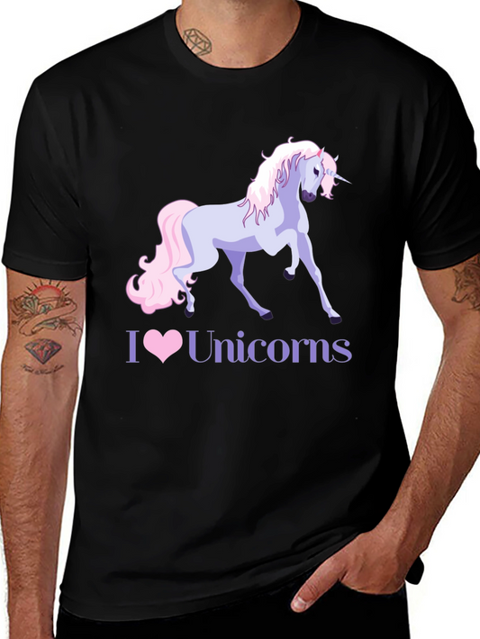 I Heart Unicorns Black T-Shirt