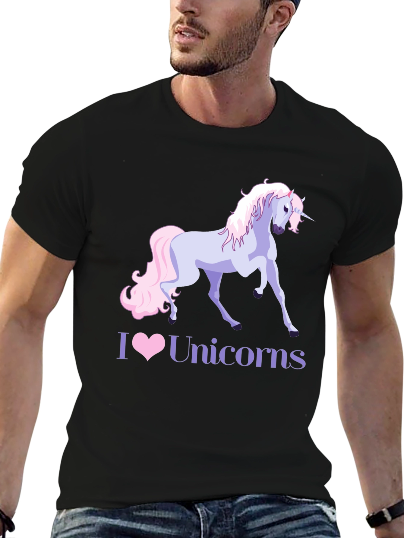 I Heart Unicorns Black T-Shirt