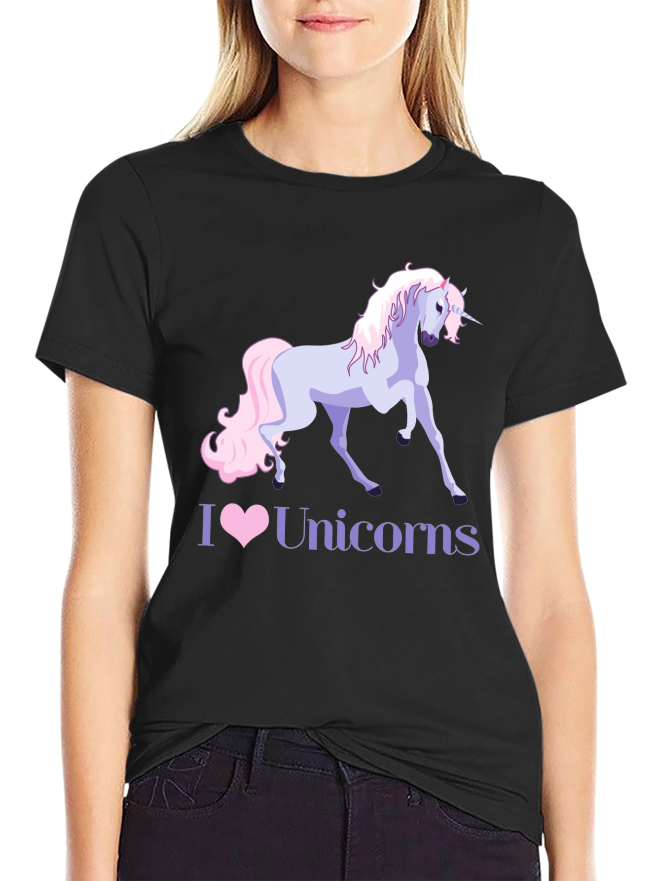 I Heart Unicorns Black T-Shirt