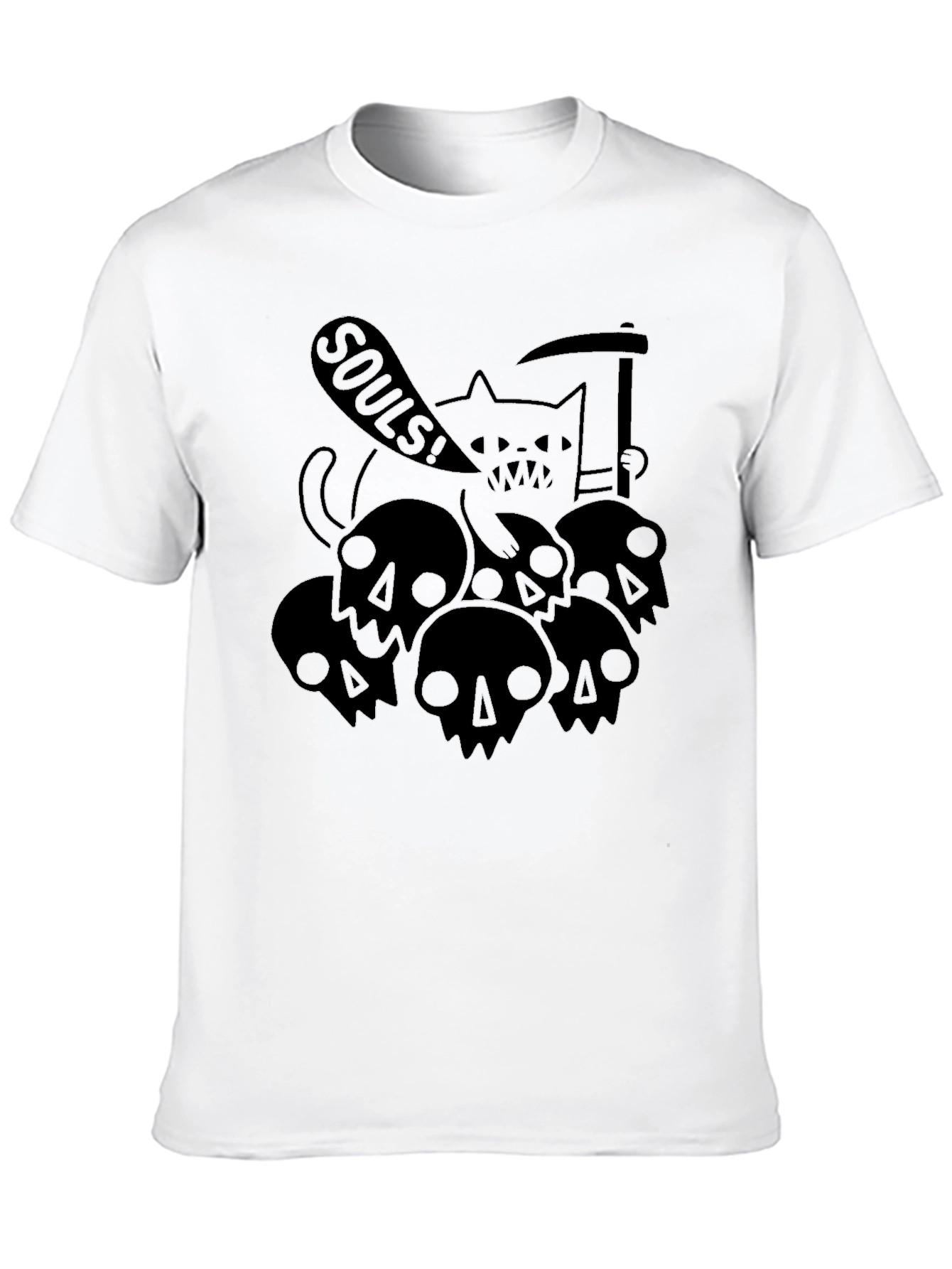 Grim Reaper Cat Skulls SOULS! Black T-Shirt