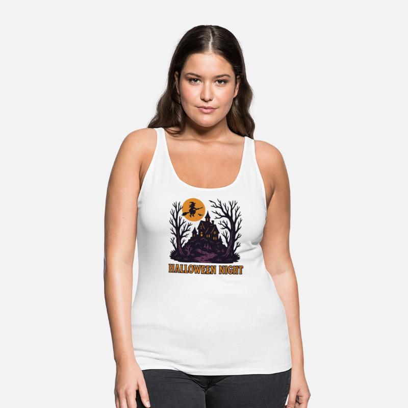 Spooky Witch Flying Over Haunted House