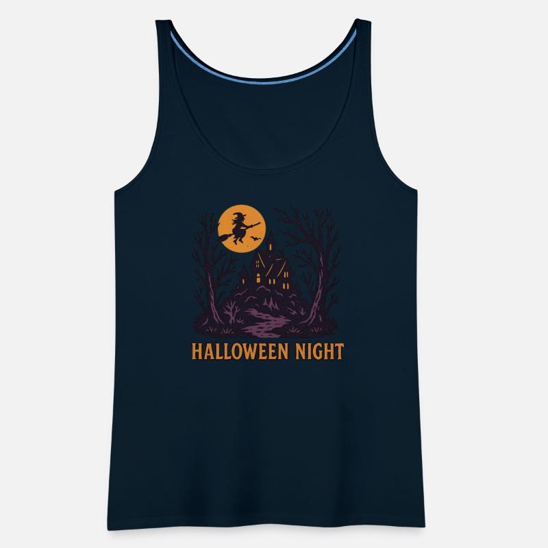 Spooky Witch Flying Over Haunted House