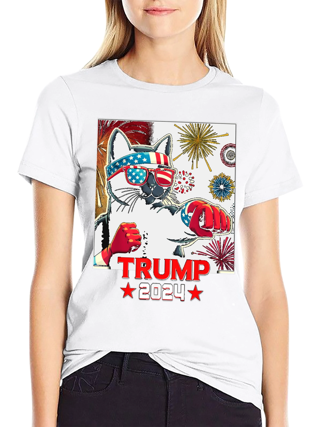 Trump 2024 Cat T-Shirt - Patriotic Apparel