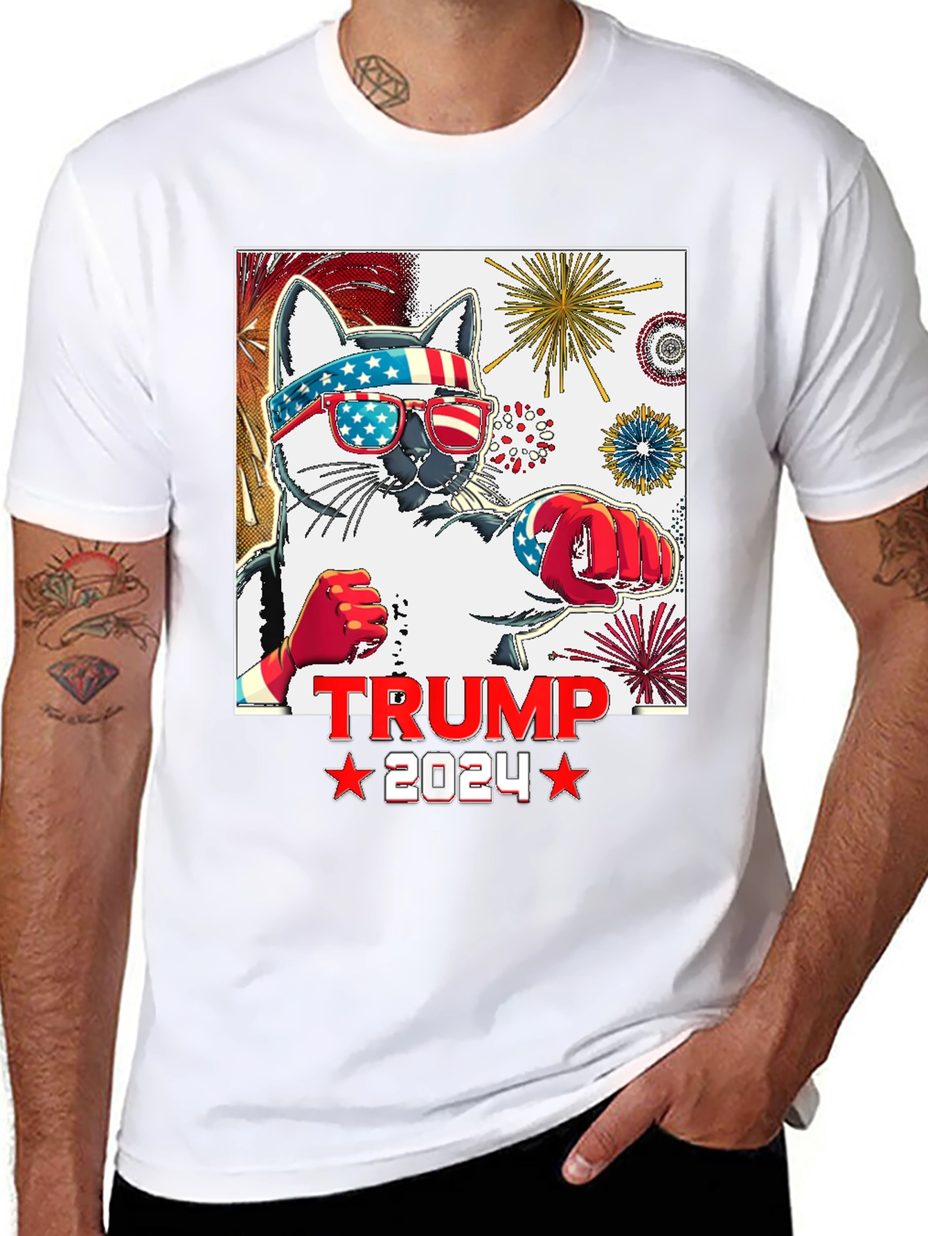 Trump 2024 Cat T-Shirt - Patriotic Apparel