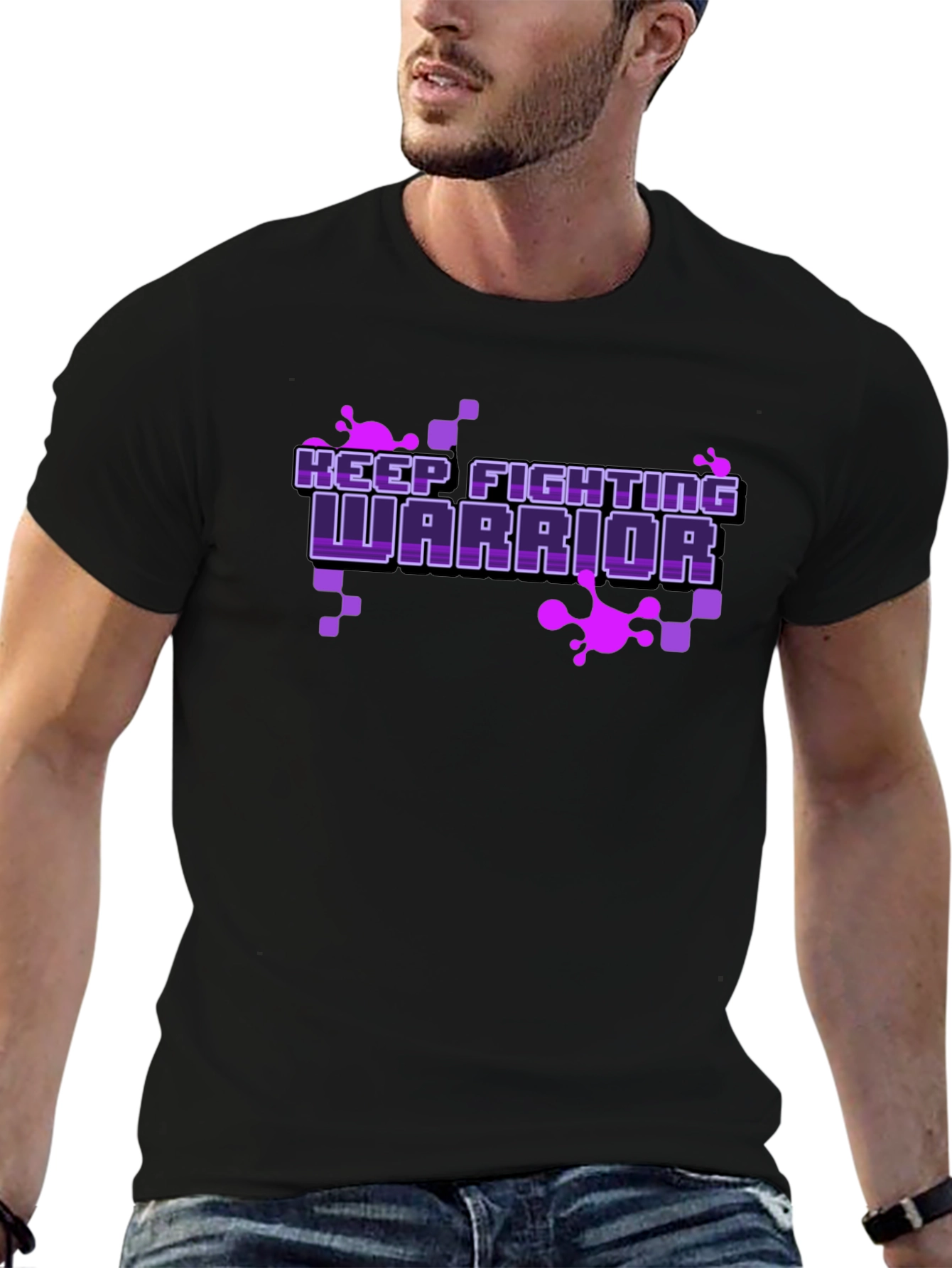 Keep Fighting Warrior Black Graphic Tee