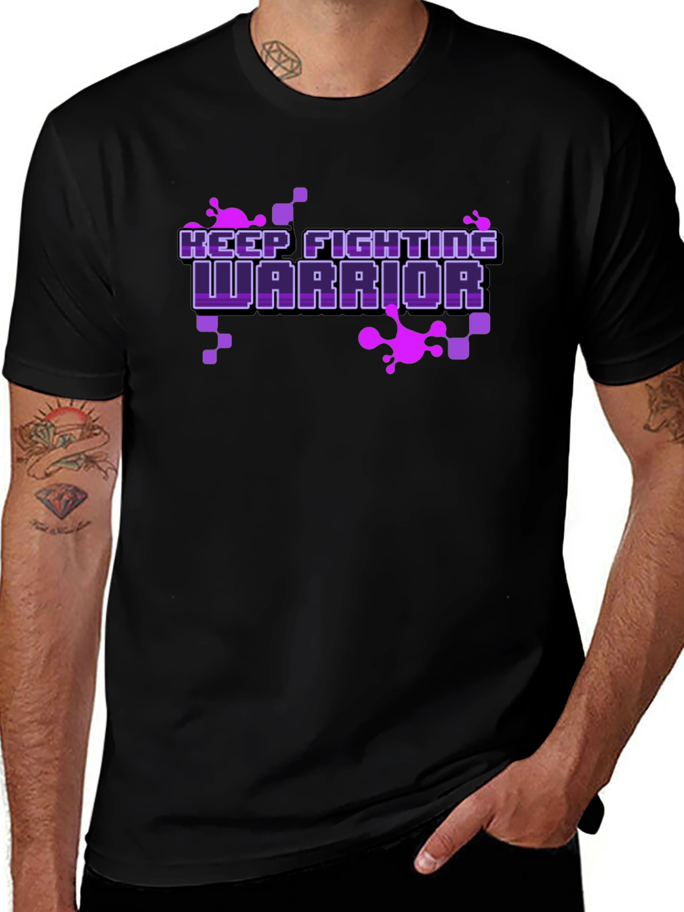 Keep Fighting Warrior Black Graphic Tee