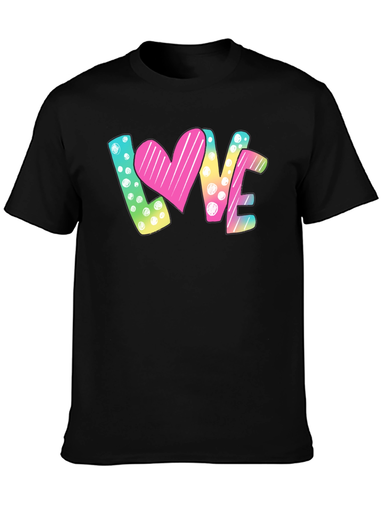 LOVE Graphic T-Shirt - Heart & Polka Dot Design