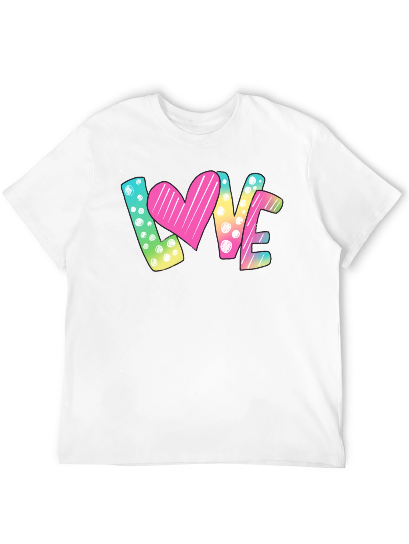 LOVE Graphic T-Shirt - Heart & Polka Dot Design