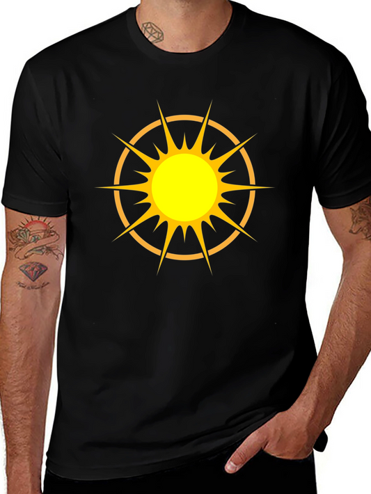 Graphic Sun Tee - Mens Black Cotton T-Shirt