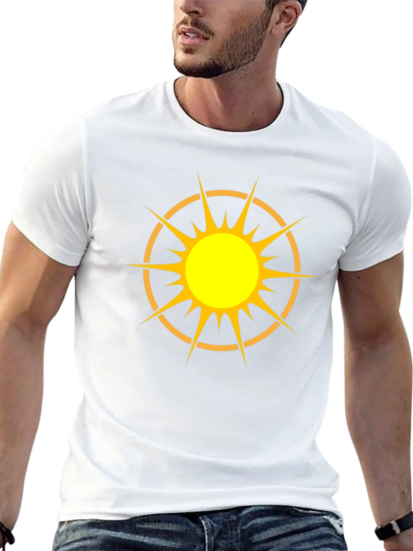 Graphic Sun Tee - Mens Black Cotton T-Shirt