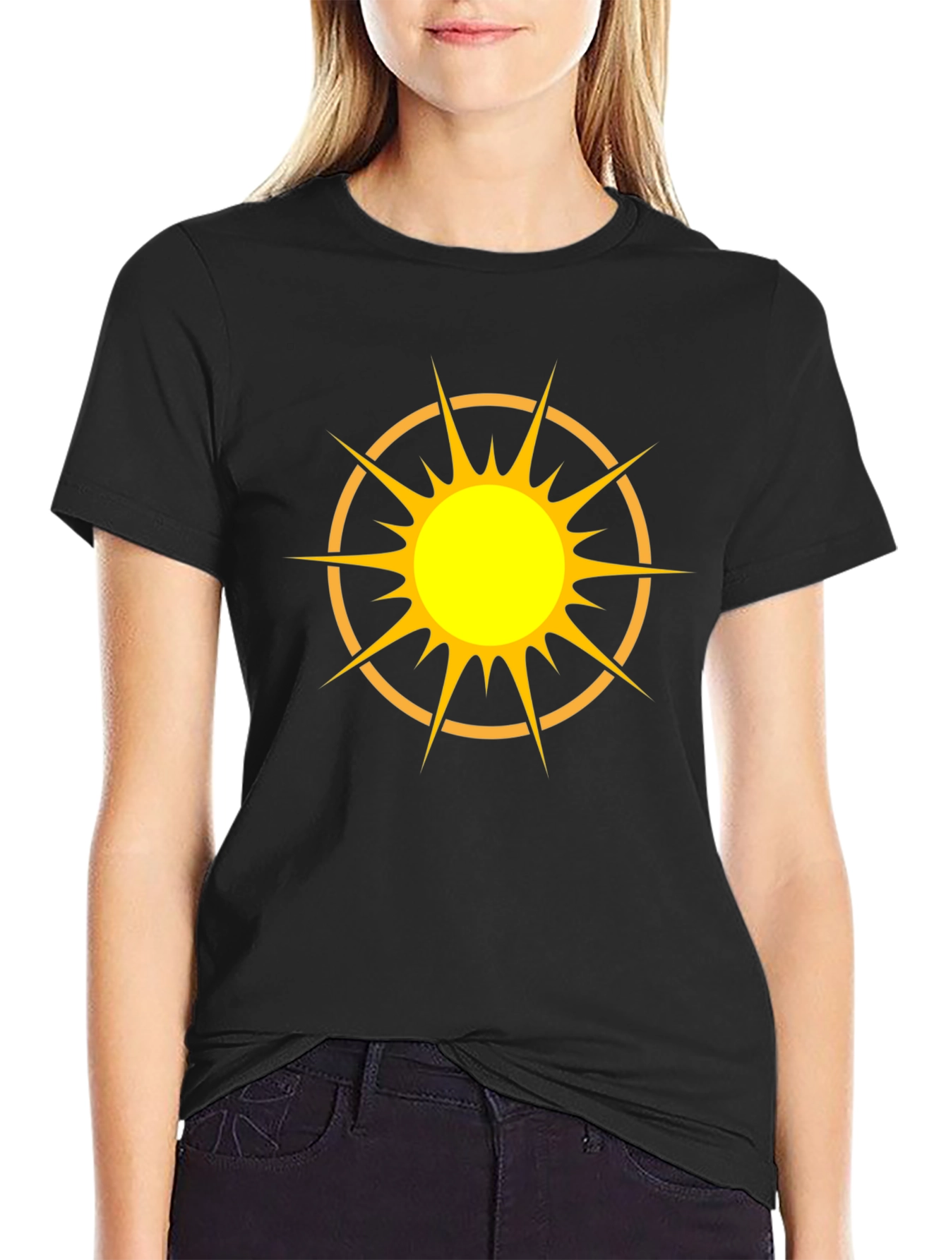 Graphic Sun Tee - Mens Black Cotton T-Shirt