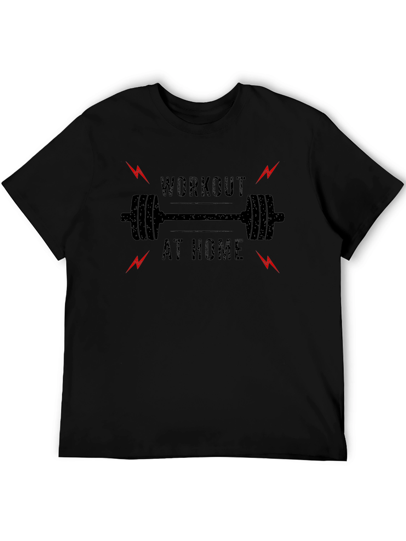 Workout at Home Black Graphic T-Shirt