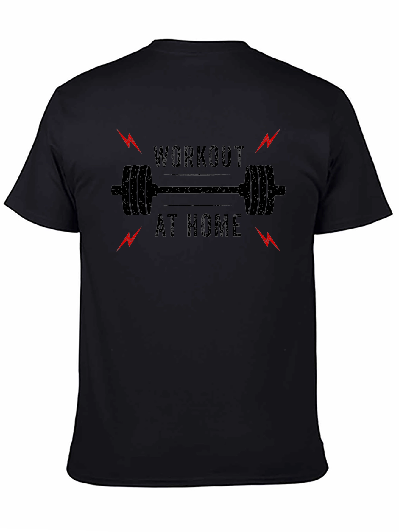 Workout at Home Black Graphic T-Shirt