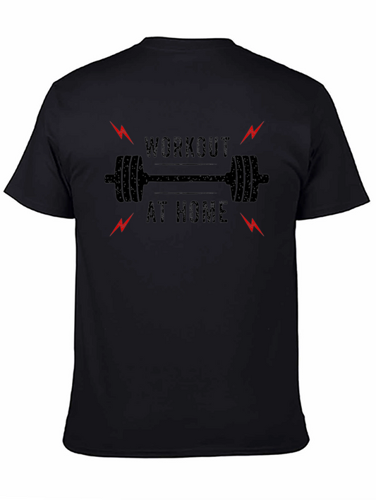 Workout at Home Black Graphic T-Shirt