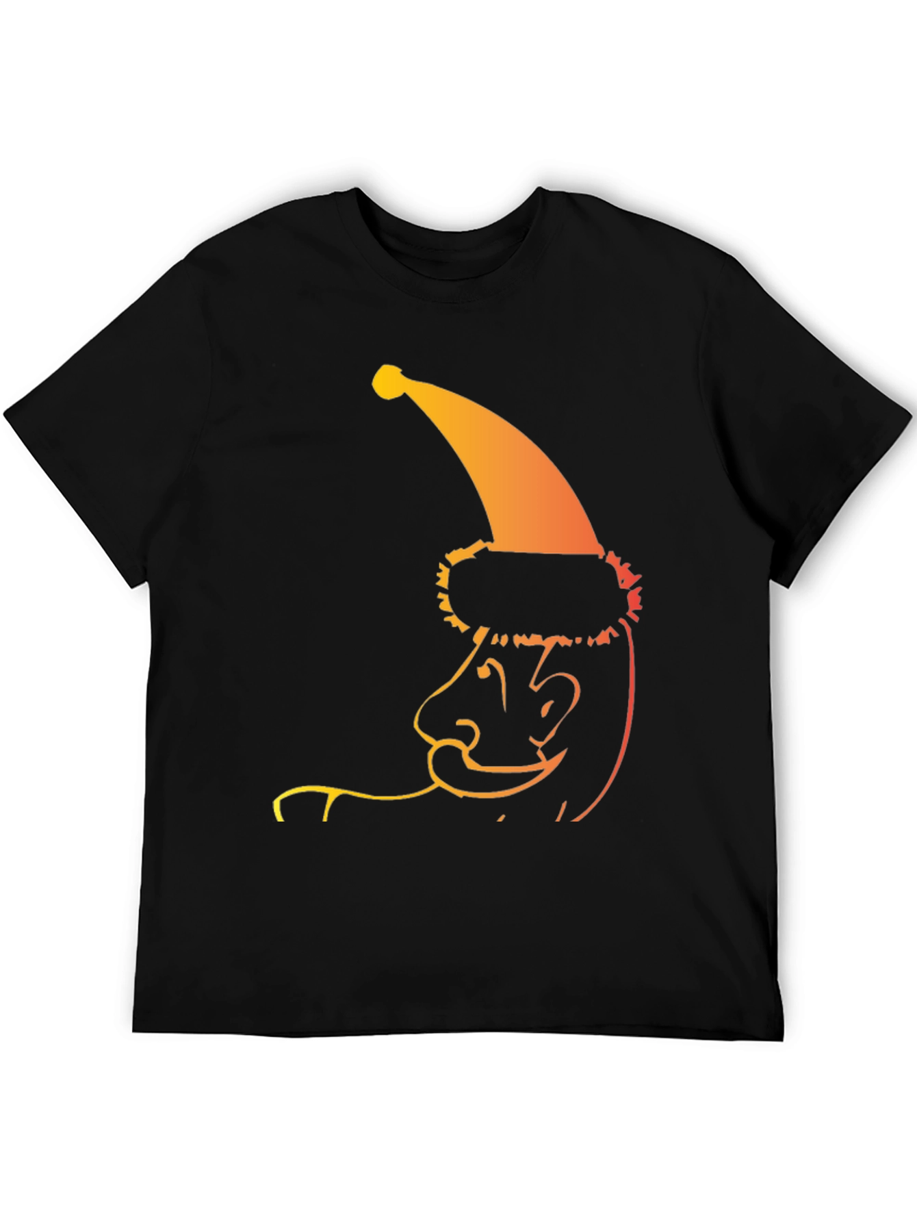 Cool Santa Line Art Black T-Shirt