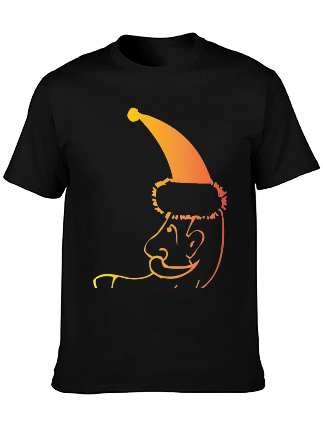 Cool Santa Line Art Black T-Shirt
