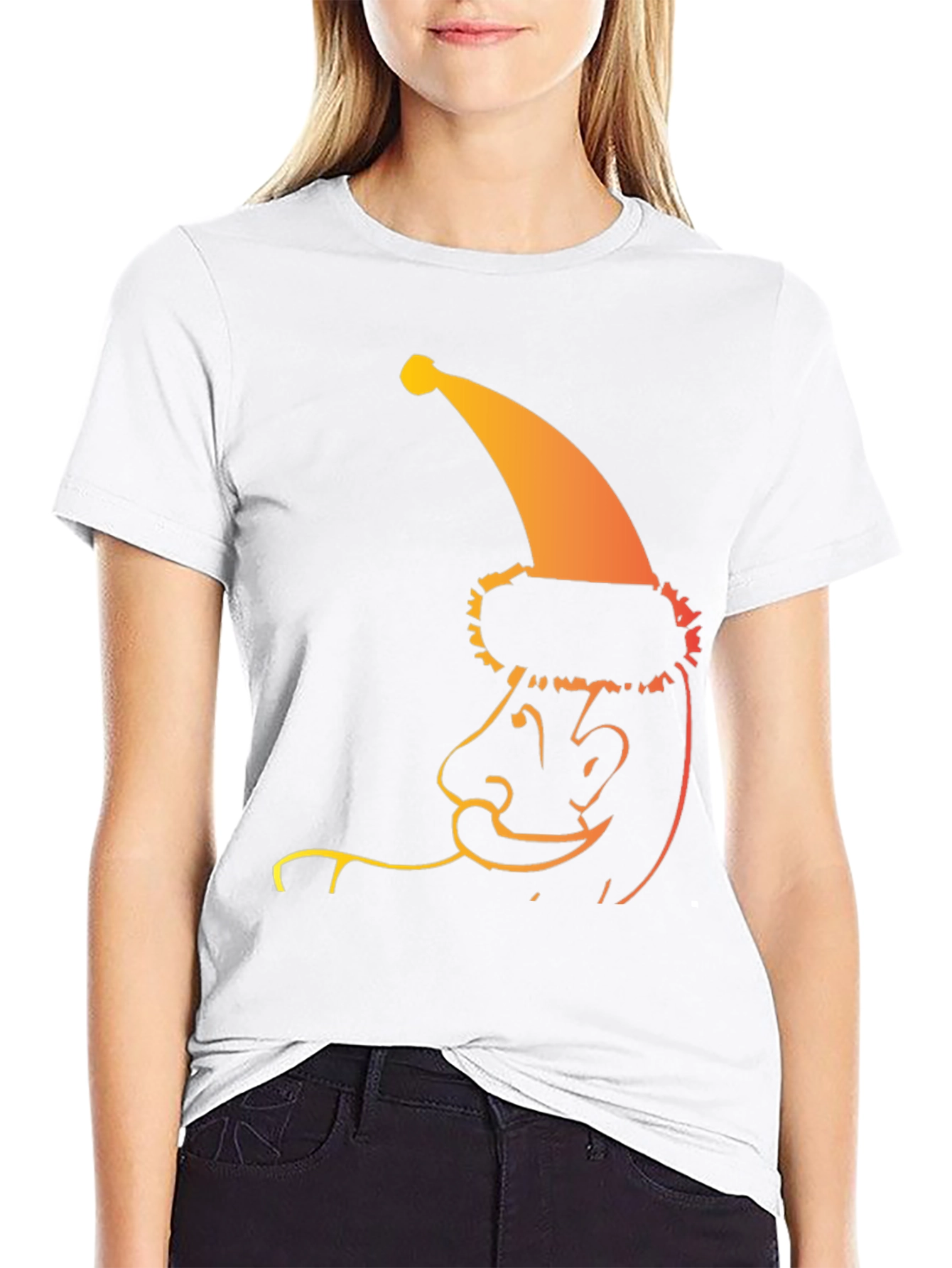 Cool Santa Line Art Black T-Shirt