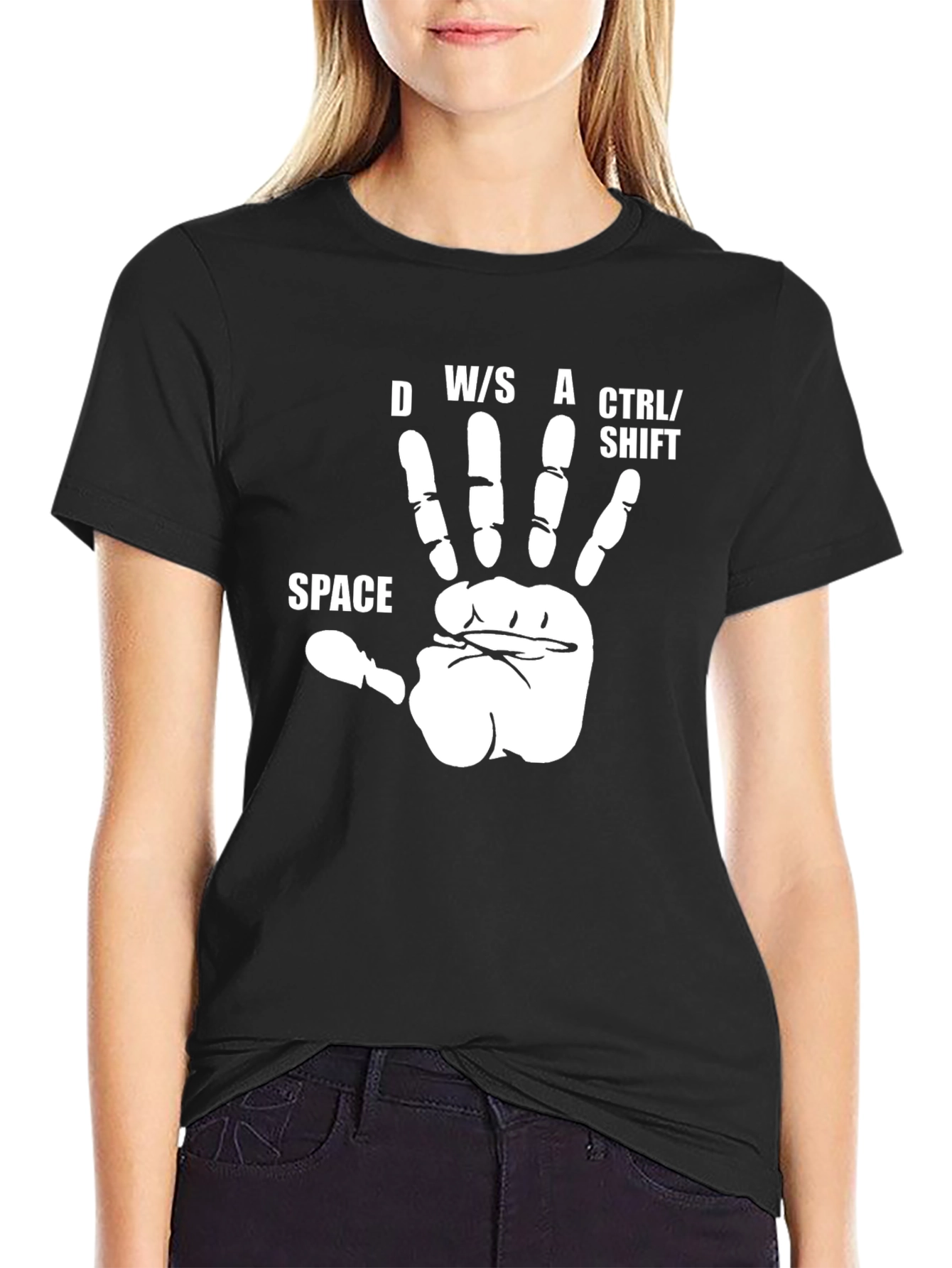 Gamer Hand Keyboard Black T-Shirt
