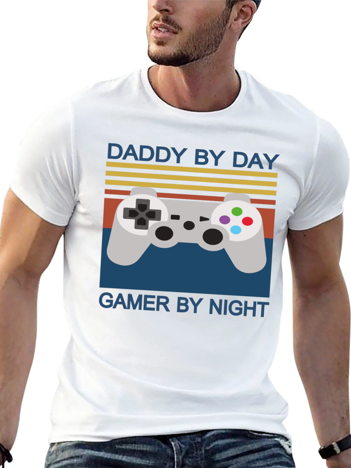 Daddy By Day Gamer By Night Mens Graphic T-Shirt