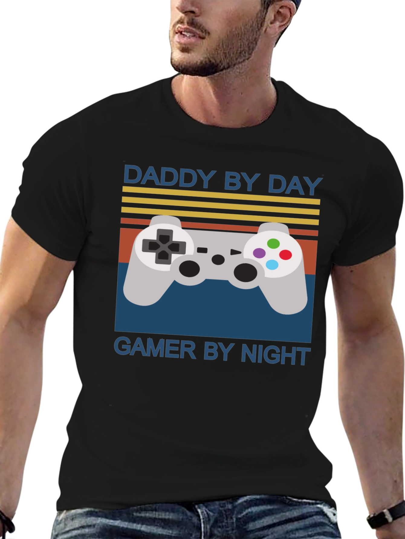 Daddy By Day Gamer By Night Mens Graphic T-Shirt