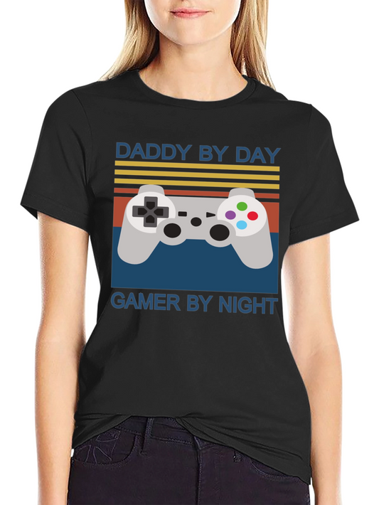 Daddy By Day Gamer By Night Mens Graphic T-Shirt