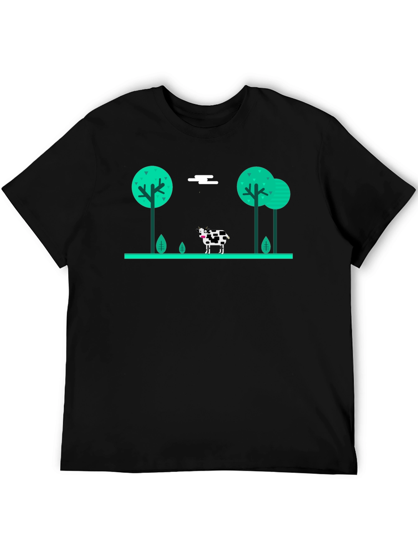 Cow in the Meadow Black T-Shirt
