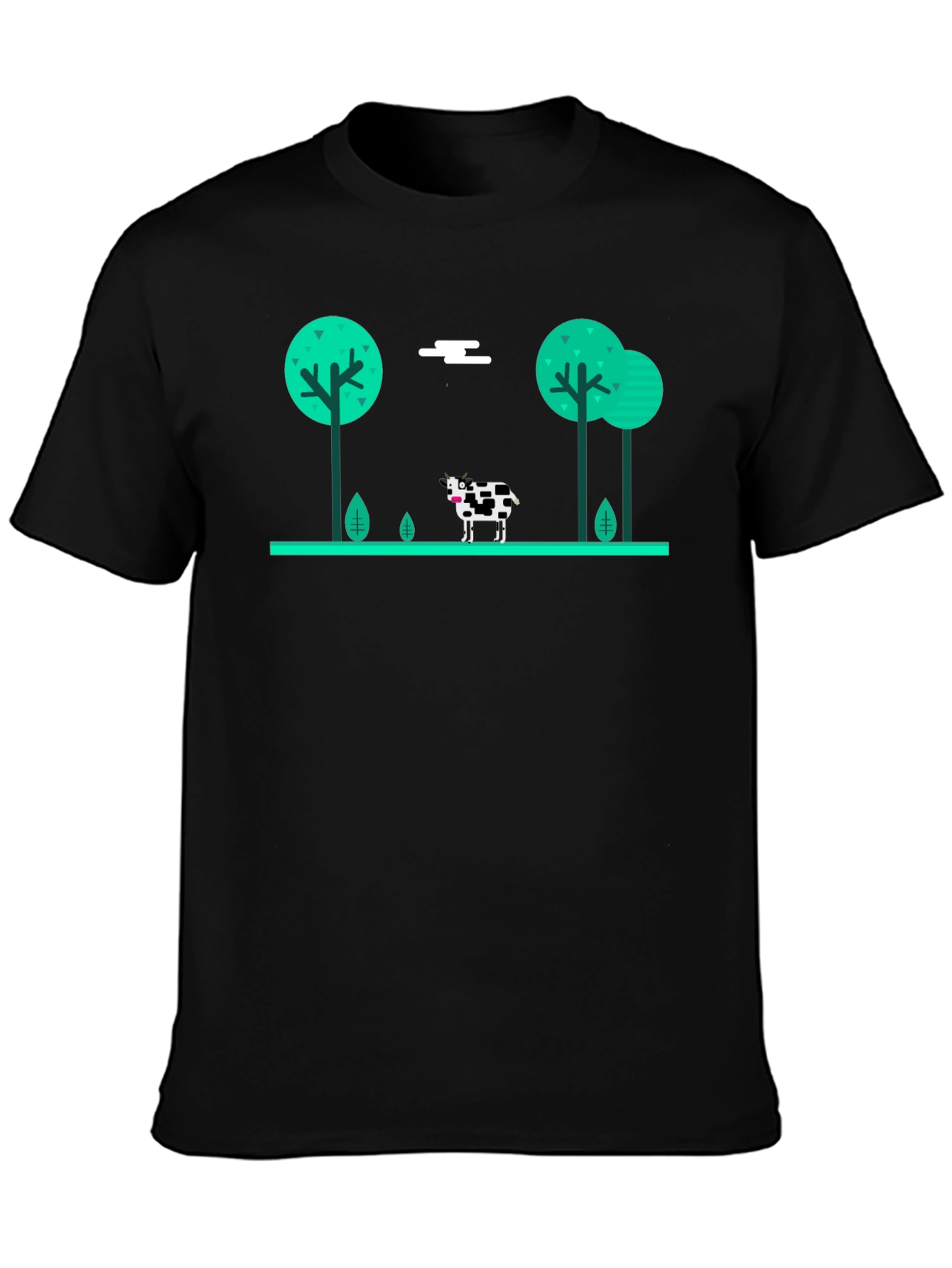 Cow in the Meadow Black T-Shirt