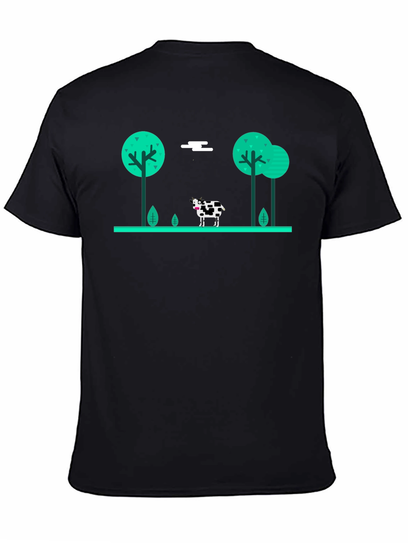Cow in the Meadow Black T-Shirt