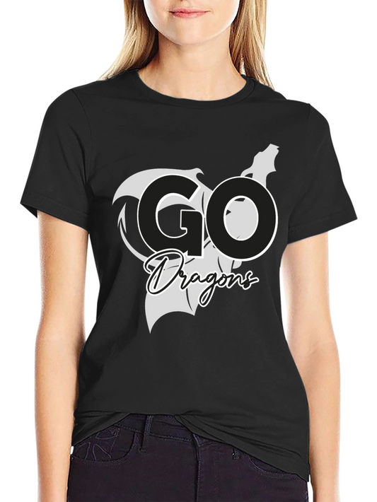 Go Dragons Graphic Tee - Black Cotton T-Shirt