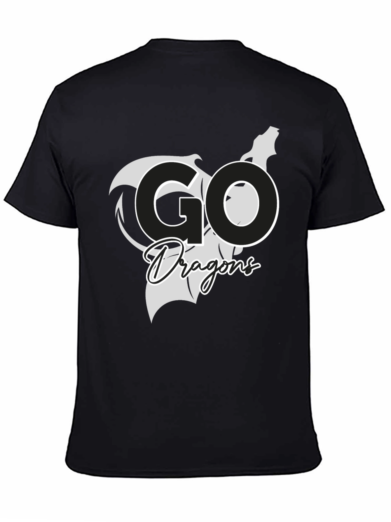 Go Dragons Graphic Tee - Black Cotton T-Shirt