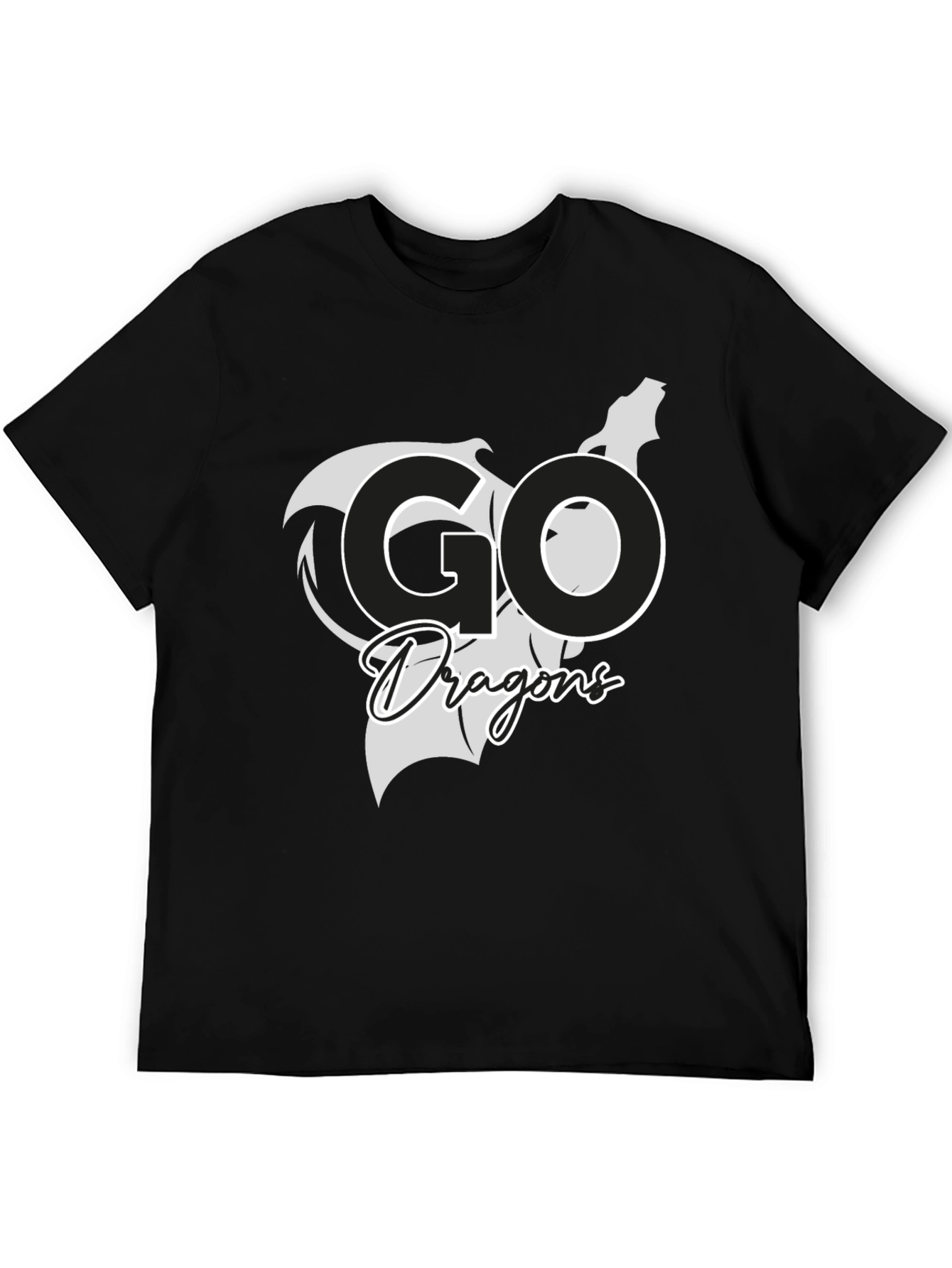 Go Dragons Graphic Tee - Black Cotton T-Shirt