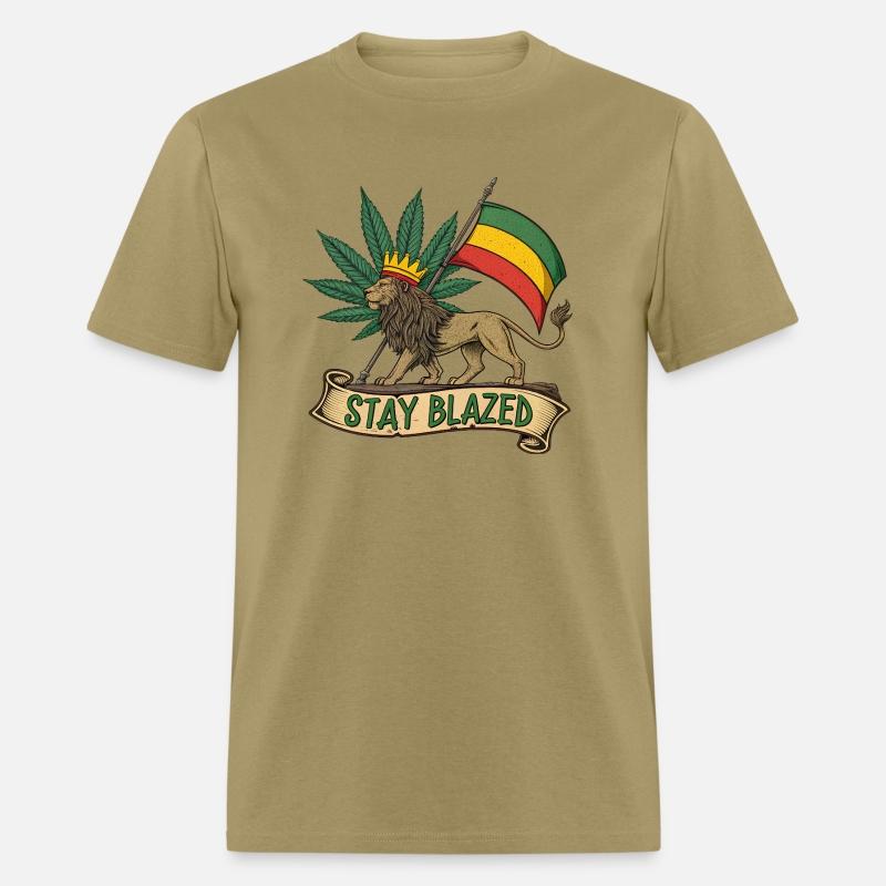 Stay Blazed Lion of Judah Rasta Flag and Weed Leaf