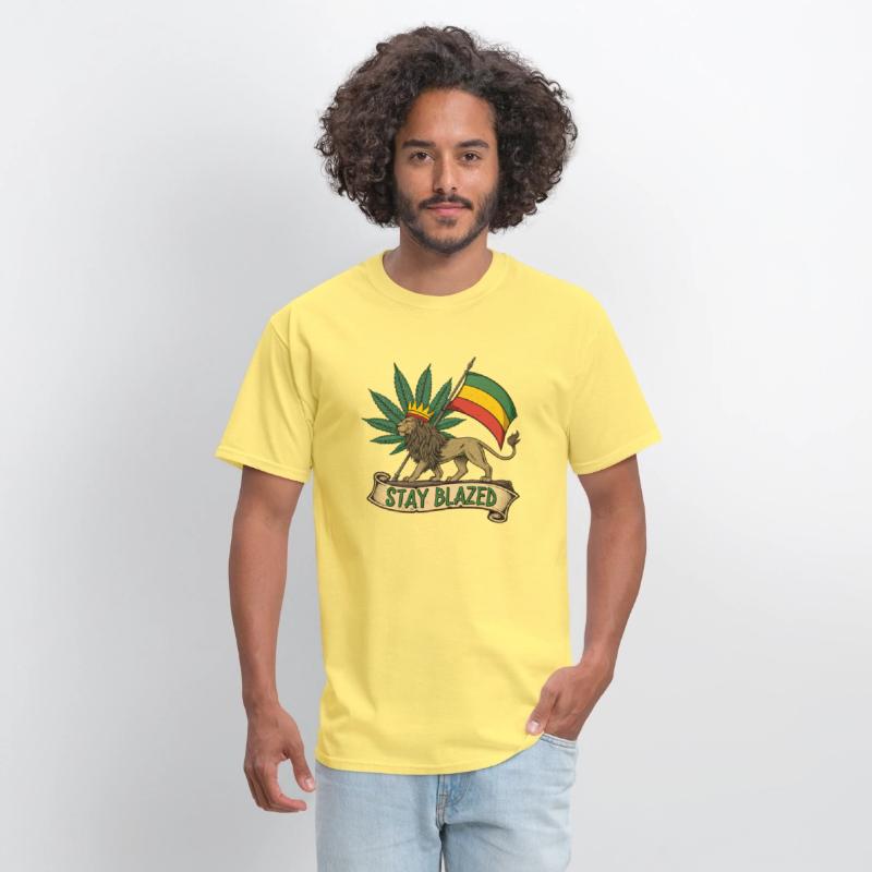 Stay Blazed Lion of Judah Rasta Flag and Weed Leaf