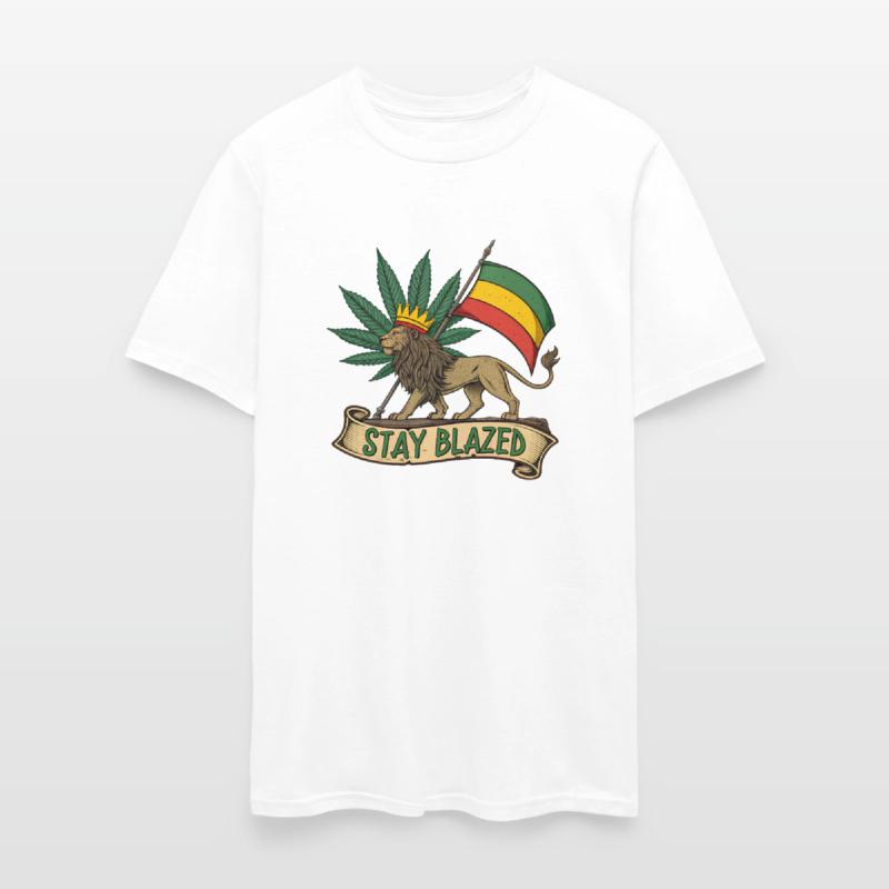 Stay Blazed Lion of Judah Rasta Flag and Weed Leaf