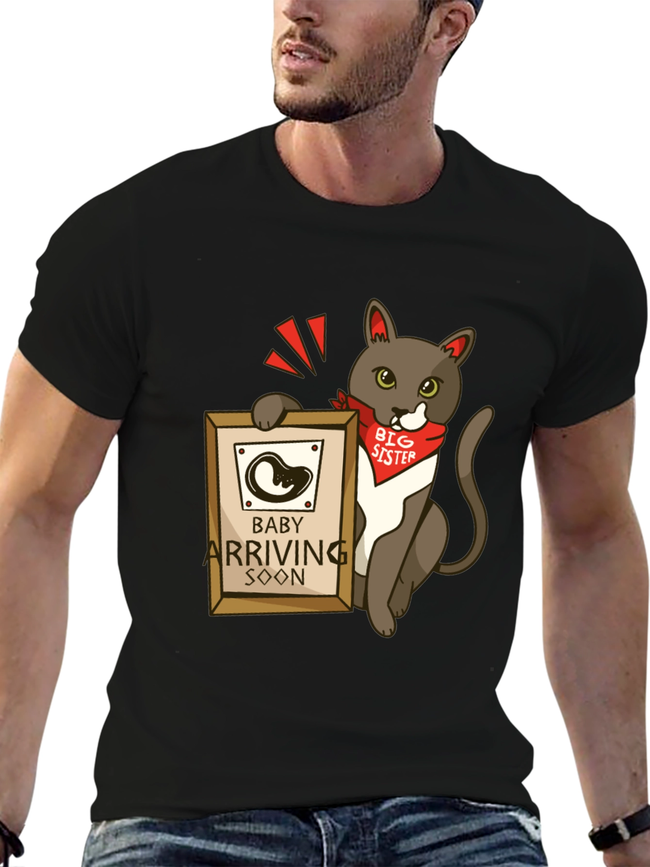 Big Sister Cat T-Shirt - Baby Announcement Tee