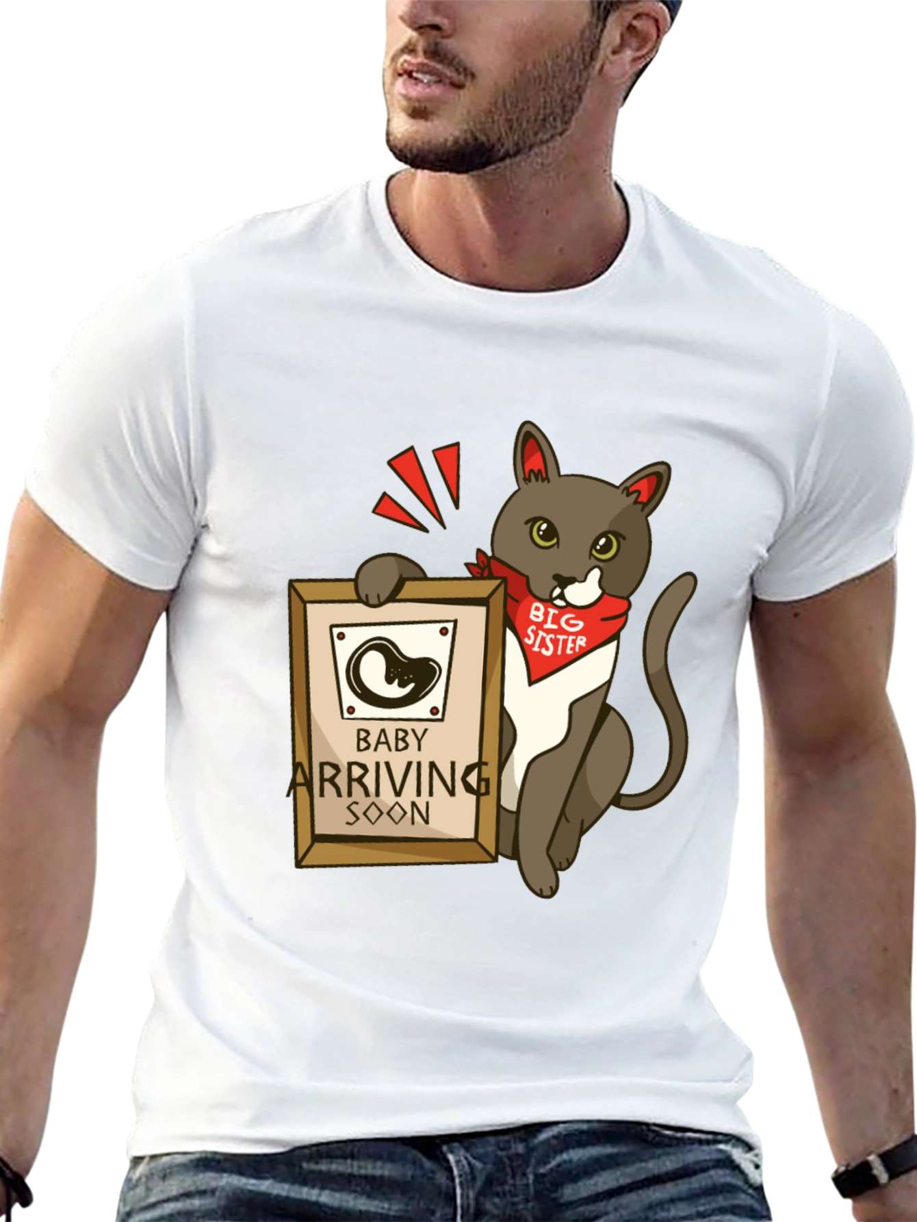 Big Sister Cat T-Shirt - Baby Announcement Tee