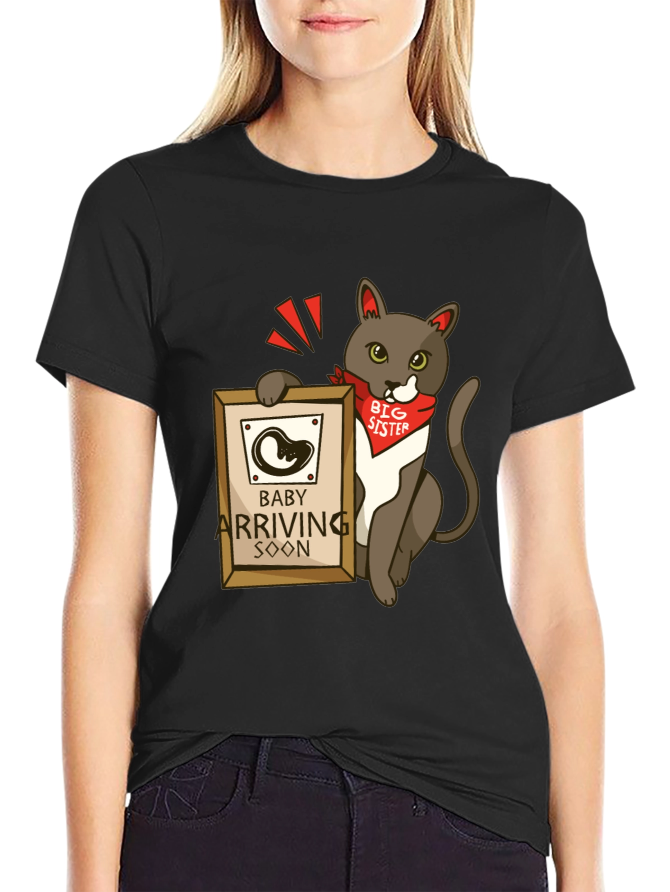 Big Sister Cat T-Shirt - Baby Announcement Tee