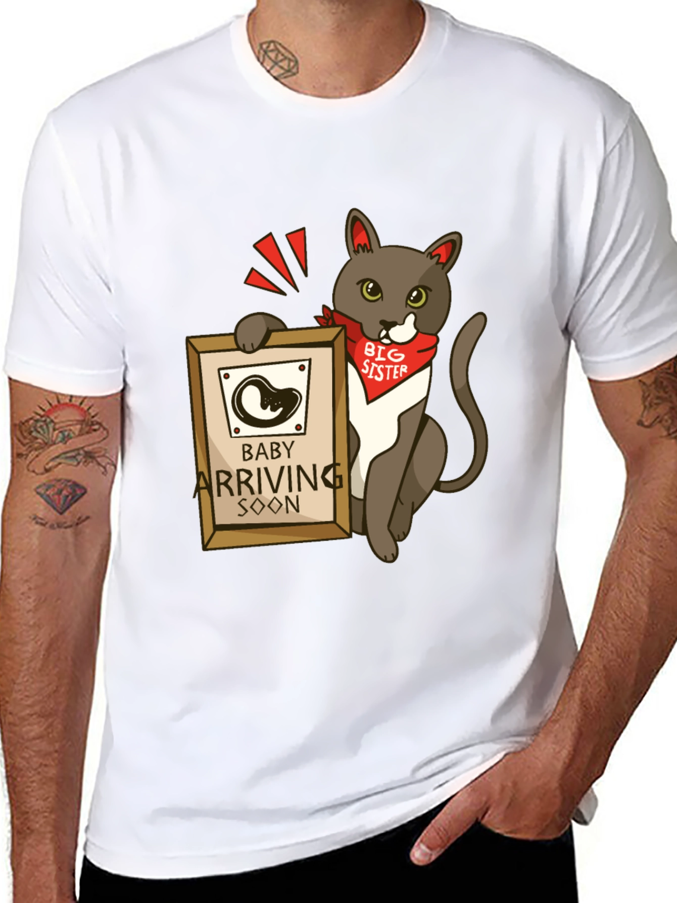 Big Sister Cat T-Shirt - Baby Announcement Tee
