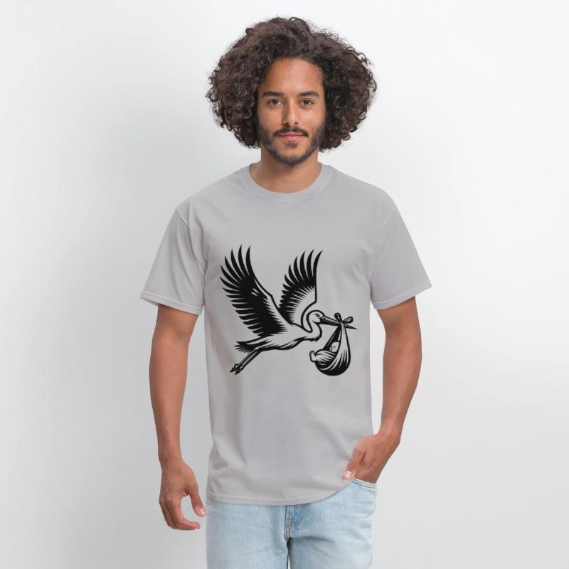 Stork Carrying Baby Silhouette Newborn Arrival