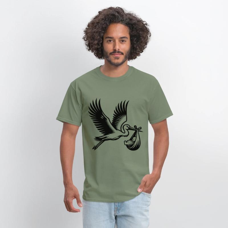 Stork Carrying Baby Silhouette Newborn Arrival