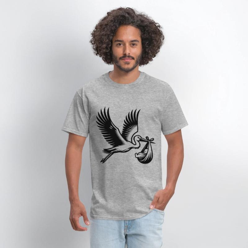 Stork Carrying Baby Silhouette Newborn Arrival