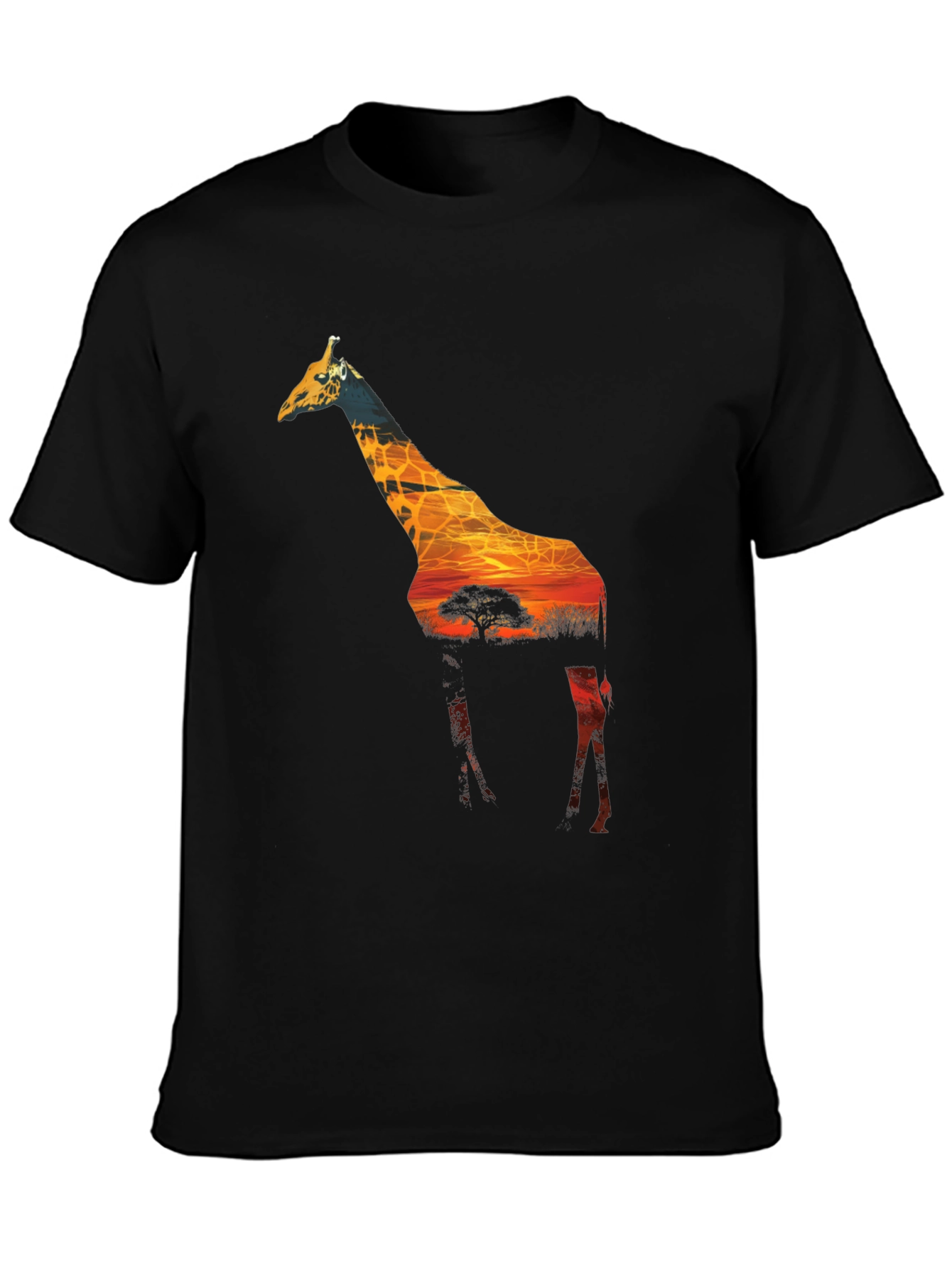 Giraffe Sunset Graphic Tee - Unique Wildlife T-Shirt