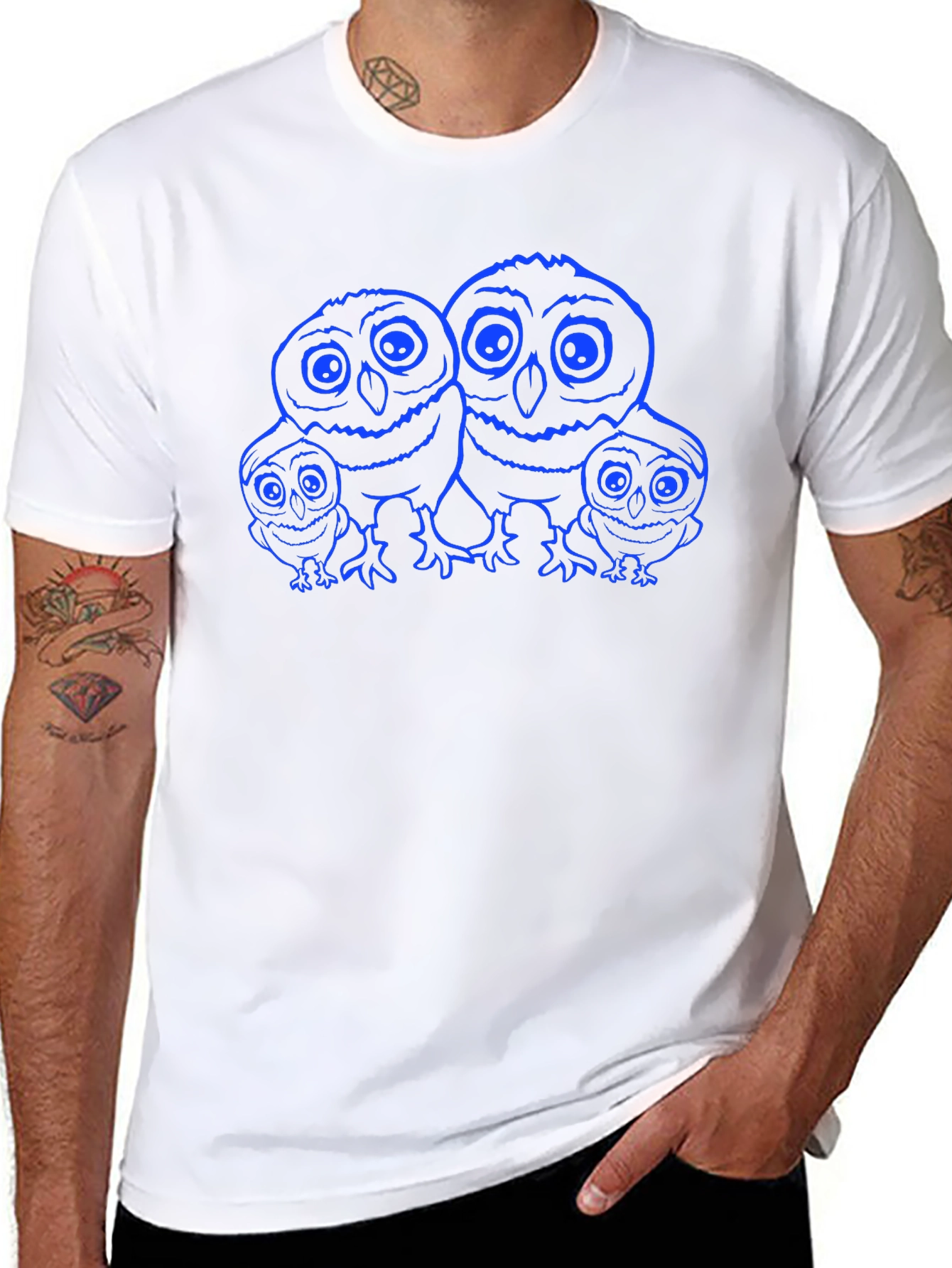 Owl Family Graphic Black T-Shirt