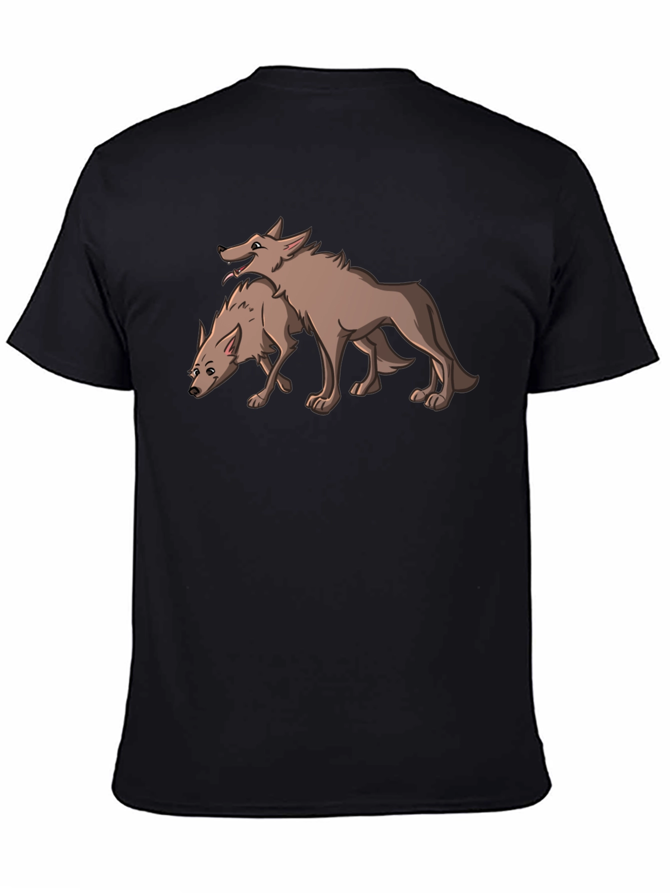 Two Wolves Graphic Tee - Stylish Black T-Shirt