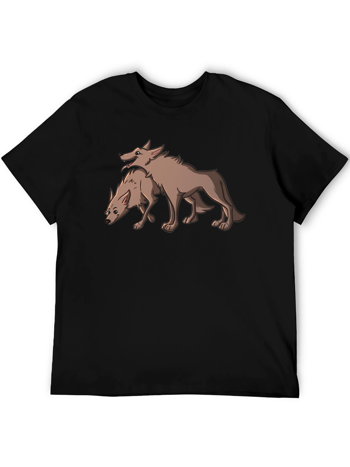Two Wolves Graphic Tee - Stylish Black T-Shirt