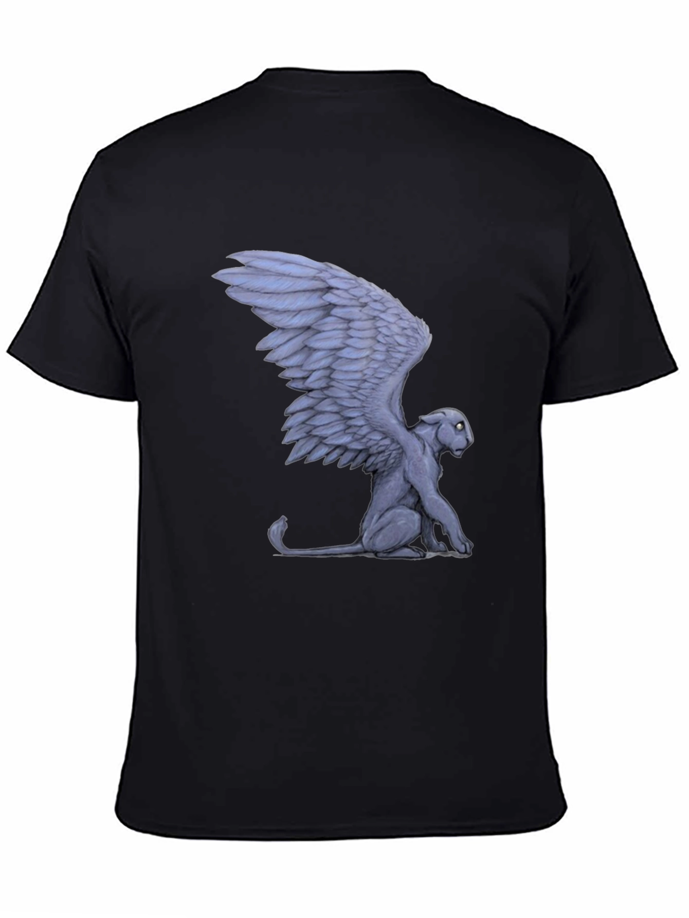Winged Cat Graphic Tee - Black Cotton T-Shirt